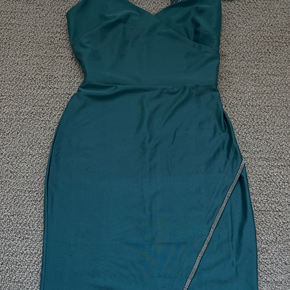 Blue Asymmetrical Sweetheart Cocktail Dress
